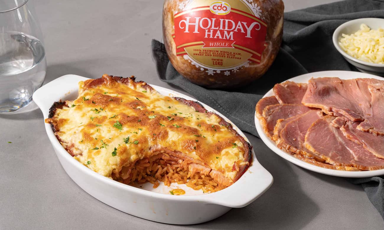Cheesy Ham Baked Rice