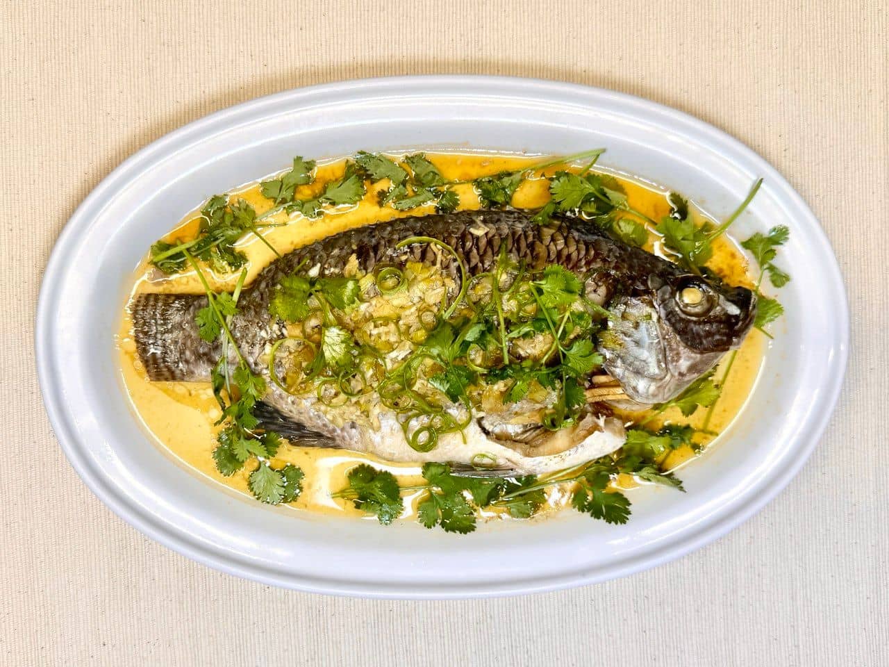 Ginger-Scallion Steamed Tilapia